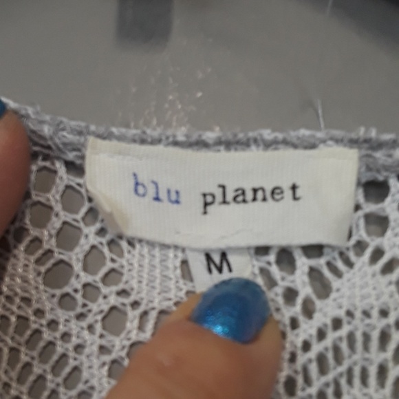 BLUE planet lace open front cardigan size Medium - Picture 2 of 8